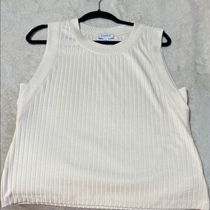 Evereve Ribbed Cream Tank Top